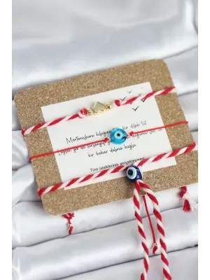 Marteniçka Bileklik 3lü Düğümlü kalp ve Nazarlı Model