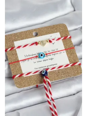 Marteniçka Bileklik 3lü Kalp ve Nazarlı Model
