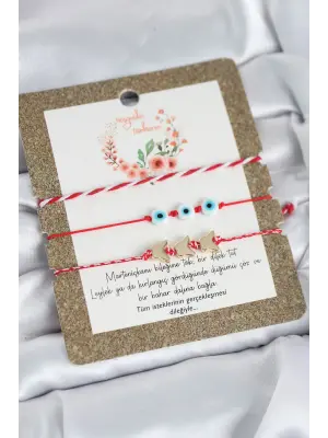 Marteniçka Bileklik 3lü Kelebek ve Nazar Boncuklu Model