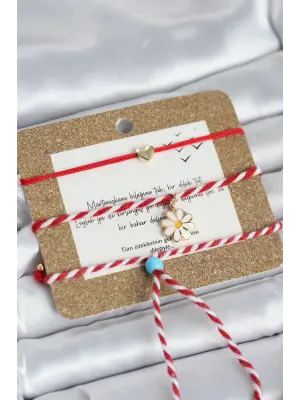 Marteniçka Bileklik 3lü Papatya ve Kalp Model