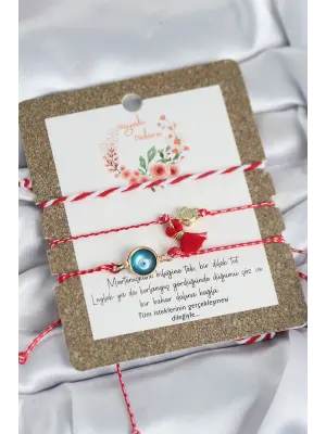 Marteniçka Bileklik 3lü Püsküllü ve Nazarlı Model