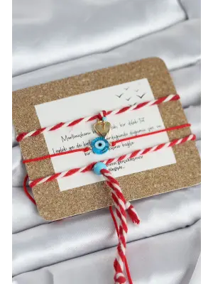 Marteniçka Bileklik 3lü Sallantılı Kalp ve Nazarlı Model