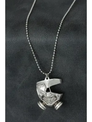 Maske Figürlü Metal Erkek Kolye