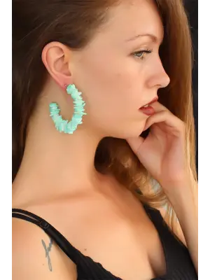 Mavi Taşlı Bayan Sallantı Küpe