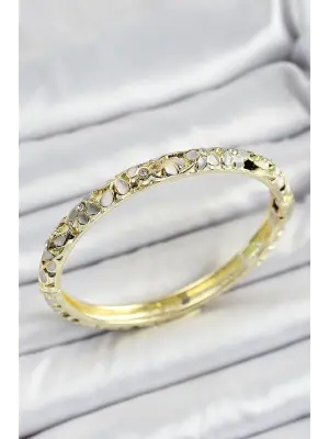 Mineli Pirinç Beyaz Çiçek Motif Kadın Kelepçe