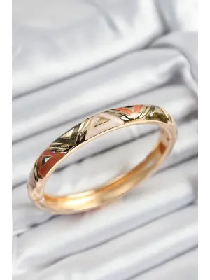 Mineli Pirinç Karışık Üçgen Motifli Gold Renk Kadın Kelepçe