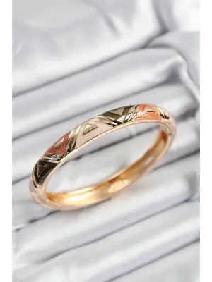 Mineli Pirinç Karışık Üçgen Motifli Gold Renk Kadın Kelepçe