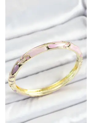 Mineli Pirinç Pembe Desenli Gold Renk Kadın Kelepçe