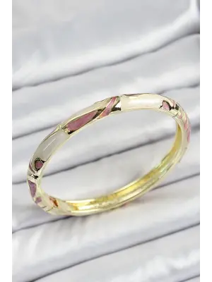 Mineli Pirinç Pembe Krem Motifli Kadın Kelepçe