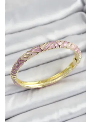 Mineli Pirinç Pembe Renk Desenli Kadın Kelepçe