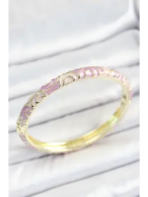 Mineli Pirinç Pembe Sarmal Desenli Gold Renk Kadın Kelepçe