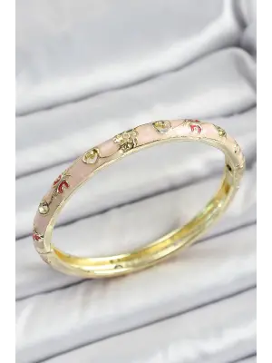 Mineli Pirinç Yavruağızı Renk Motif Desenli Kadın Kelepçe