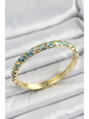 Mineli Pirinç Yeşil Motifli Kadın Kelepçe