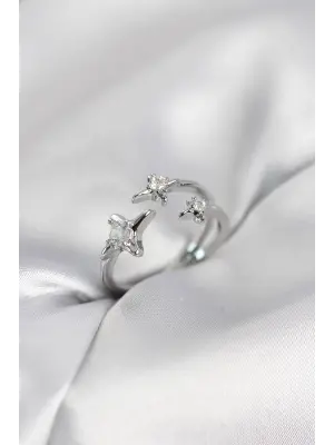 Minimal Kutup Yıldızı Model Gümüş Renk Kadın Yüzük