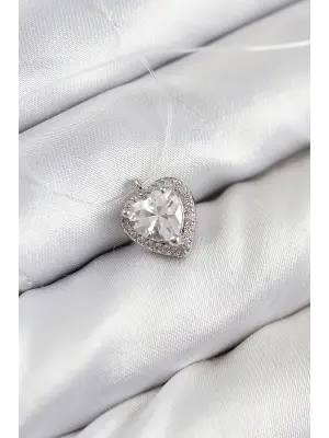 Misineli Kalp Model Gümüş Renk Hayalet Kolye