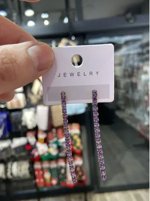 Mor Zirkon Taşlı İnce Su Yolu Küpe