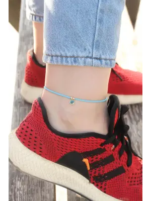 Nazar Boncuğu Detaylı Mavi Boncuk Tasarımlı Halhal