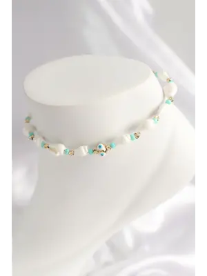 Nazar Boncuk Objeli Deniz Kabuğu Halhal