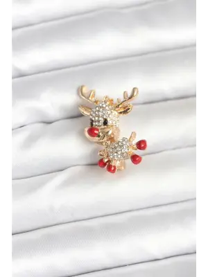 Noel Geyiği Model Yılbaşı Temalı Broş