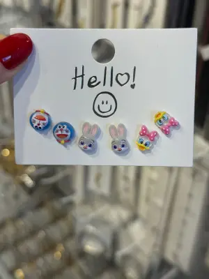 Ördek ve Tavşan Figürlü 3’lü Çocuk Küpe Seti