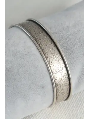 Otantik Gümüş Renk Motif İşleme Detay Plaka Erkek Bileklik