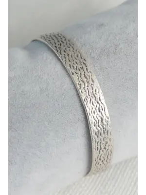 Otantik Model Gümüş Renk Motif İşleme Plaka Erkek Bileklik