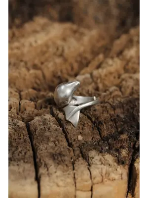 Otantik Yunus Balığı Tasarımlı Ayarlamalı Kadın Yüzük