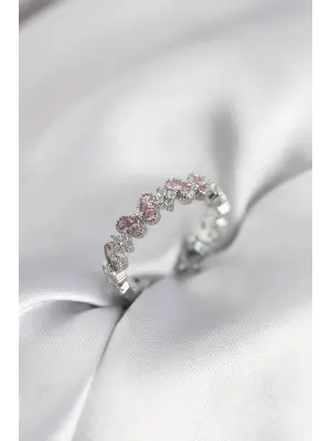 Pembe Zirkon Taşlı Kelebek Model Kadın Yüzük