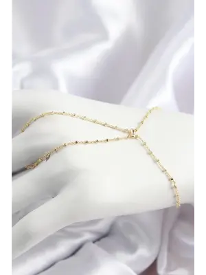 Pirinç Boncuk Zincirli X Model Gold Renk Kadın Şahmeran