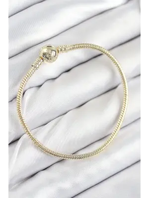 Pirinç Charm Topcuk Model Gold Renk Kadın Bileklik