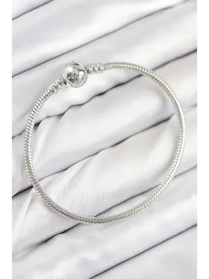 Pirinç Charm Topcuk Model Gümüş Renk Kadın Bileklik