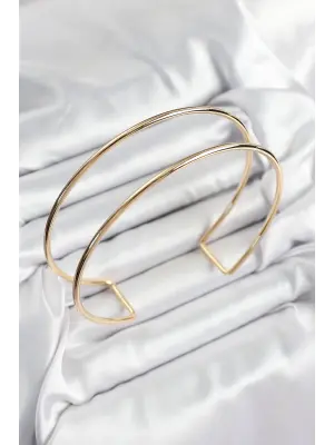 Pirinç Çift Görünümlü Model Gold Renk Kadın Pazu Bileklik