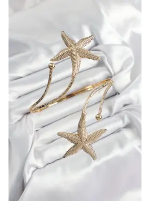 Pirinç Deniz Yıldızı Model Gold Renk Kadın Pazu Bileklik