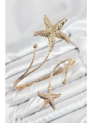 Pirinç Deniz Yıldızı Model Gold Renk Kadın Pazu Bileklik