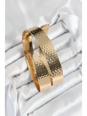Pirinç Dövme Desenli Gold Renk Kadın Pazu Bileklik