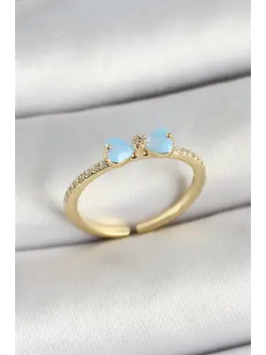 Pirinç Fiyonk Figürlü Zirkon Taşlı Gold Renk Ayarlanabilir Kadın Yüzük