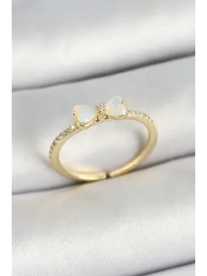 Pirinç Fiyonk Figürlü Zirkon Taşlı Gold Renk Ayarlanabilir Kadın Yüzük