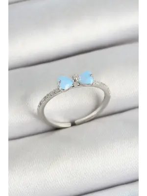 Pirinç Fiyonk Figürlü Zirkon Taşlı Gümüş Renk Ayarlanabilir Kadın Yüzük