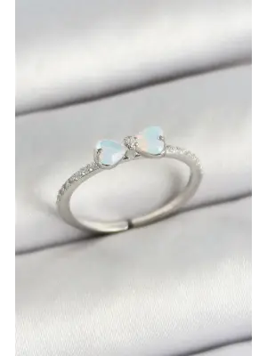 Pirinç Fiyonk Figürlü Zirkon Taşlı Gümüş Renk Ayarlanabilir Kadın Yüzük