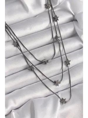 Pirinç Füme  3Lü Yıldız Model  Çelik Kolye