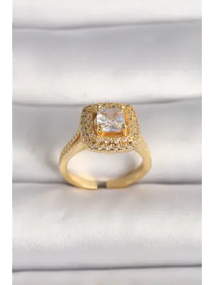  Altın Ayarlanabilir Baget Zirkon Taş Model Çelik Yüzük