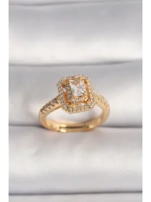  Altın Ayarlanabilir Baget Zirkon Taşlı Çelik Yüzük