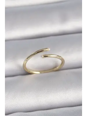  Altın Ayarlanabilir İnci Detay Çelik Yüzük