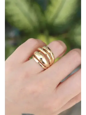  Altın Ayarlanabilir Tırtıklı Bombe Yüzük