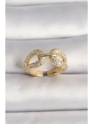  Altın Ayarlanabilir Zirkon Taşlı Çelik Yüzük