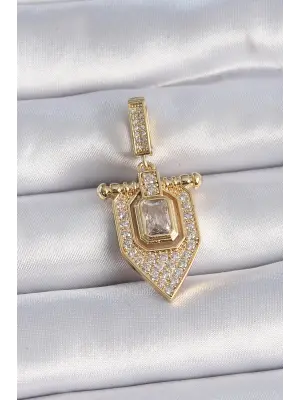 Pirinç Gold Renk Baget Zirkon Taşlı Ajda Charm