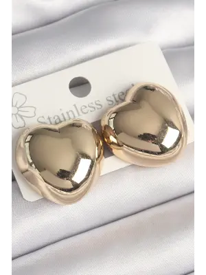  Altın Bombe Kalp Model Çelik Küpe
