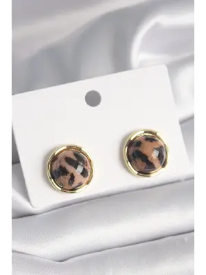  Altın Daire Kaplan Deseni Model Çelik Küpe