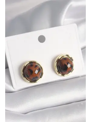  Altın Daire Kaplan Deseni Model Çelik Küpe