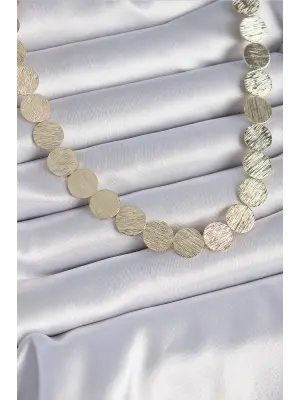 Pirinç Altın  Daire Plaka Model  Çelik Kolye